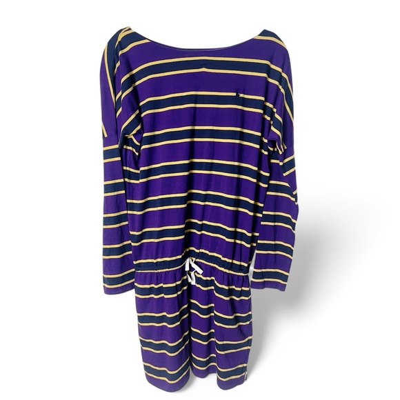Ralph Lauren - Girls Striped Shirt Dress Drawstring Waist  Purple Gold - Sz.‎ L - Picture 1 of 6
